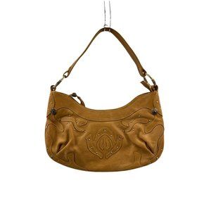 Via Srea Womens Shoulder Bag Brown Leather Studded Top Handle S